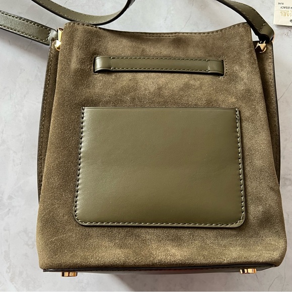 NWT Michael Kors Hamilton Legacy Medium Olive Green Suede Messenger Bag - Picture 8 of 13